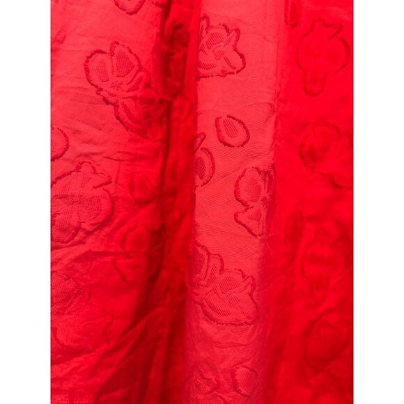 Anthropologie Sandra Belted Long Maxi Skirt Womens 8 Red 3D Floral A-line Flare - Picture 15 of 16